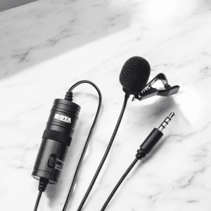 Boya ByM1 Auxiliary Omnidirectional Lavalier Condenser Microphone with 20ft Audio Cable (Black)