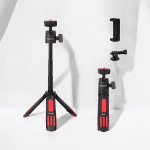 POLAM FOTO Lightweight Desktop Mini Tripod 3 Levels Adjustment 360° Ball Head Cold Shoe for Camera/Phone/Webcam/DSLR/Sony/Gopro，Extendable Selfie Stick, for Vlogging