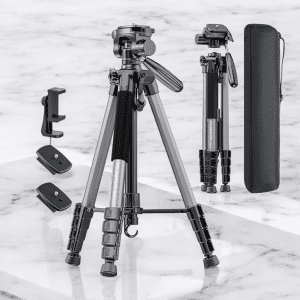 POLAM-FOTO Camera Tripod 74”/188cm, Porfessional Aluminum Heavy Duty Tripod Stand, Compact Tripod with Carry Bag