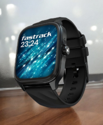 Fastrack New Astor FS1 PRO Smart Watch, Large Super AMOLED Display (1.97″) AOD, AI Voice Assistance, Functional Crown, SingleSync BT Calling, 100+ Sports Modes & Smartwatch Faces, IP68 (Black)
