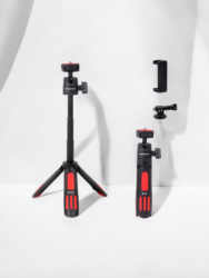 POLAM FOTO Lightweight Desktop Mini Tripod 3 Levels Adjustment 360° Ball Head Cold Shoe for Camera/Phone/Webcam/DSLR/Sony/Gopro，Extendable Selfie Stick, for Vlogging