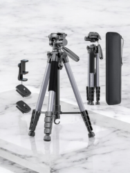 POLAM-FOTO Camera Tripod 74”/188cm, Porfessional Aluminum Heavy Duty Tripod Stand, Compact Tripod with Carry Bag