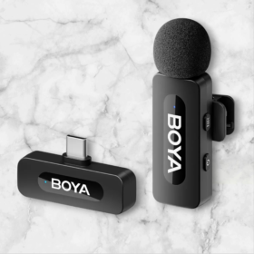 Boya BY-V10 2.4 ghz Omnidirectional Wireless Microphone System with a Transmitter & Receiver for Type-C Devices & Android. for Vlog, Social Media